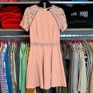 Missmay pink short sleeve lace back zipper closure dress size M